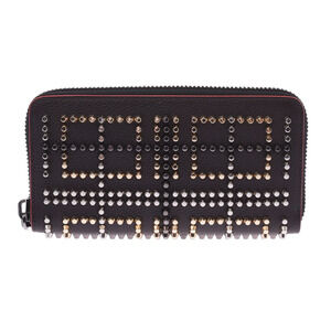 CHRISTIAN LOUBOUTIN Panettone Studded Brown Calfskin Long Wallet